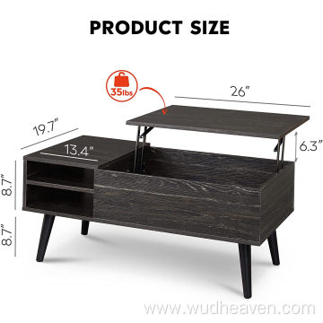 Mesa de centro levadiza con compartimento oculto